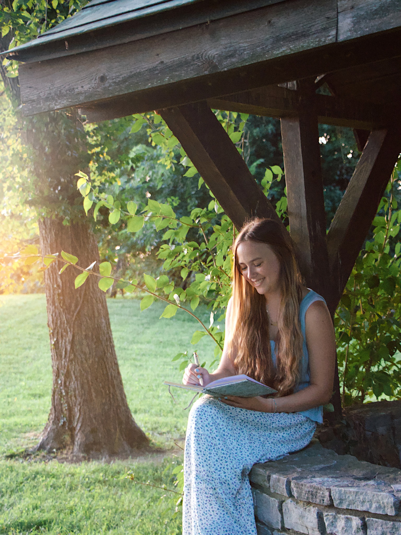 Janae Guthrie writing outside