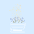 Janae Guthrie logo — a typewriter blooming with forget-me-nots